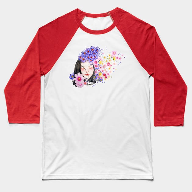 Women Flower Baseball T-Shirt by EVROX